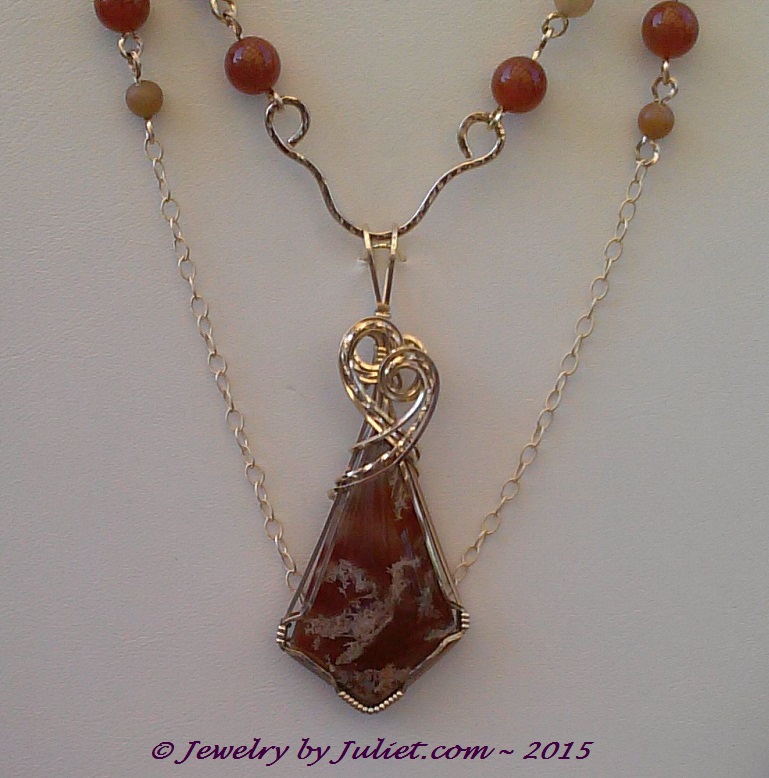 Apatite wire with matching Carnelian and Aventurine beaded chain 03